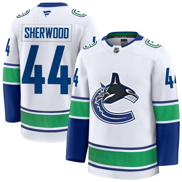 Men's Vancouver Canucks #44 Kiefer Sherwood Fanatics Away White Player Jersey